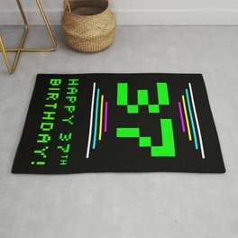 [ Thumbnail: 37th Birthday - Nerdy Geeky Pixelated 8-Bit Computing Graphics Inspired Look Rug ]
