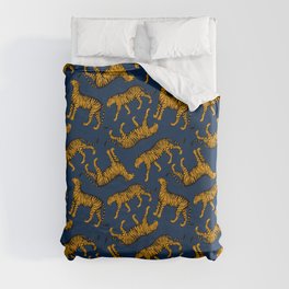 Tigers (Navy Blue and Marigold) Duvet Cover