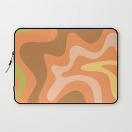Retro Liquid Swirl Abstract Pattern Square 60s 70s Light Orange Green Brown Yellow Blush Laptop Sleeve
