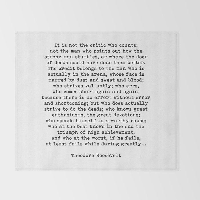 Man In The Arena Theodore Roosevelt Quote Throw Blanket By Theartshed Society6