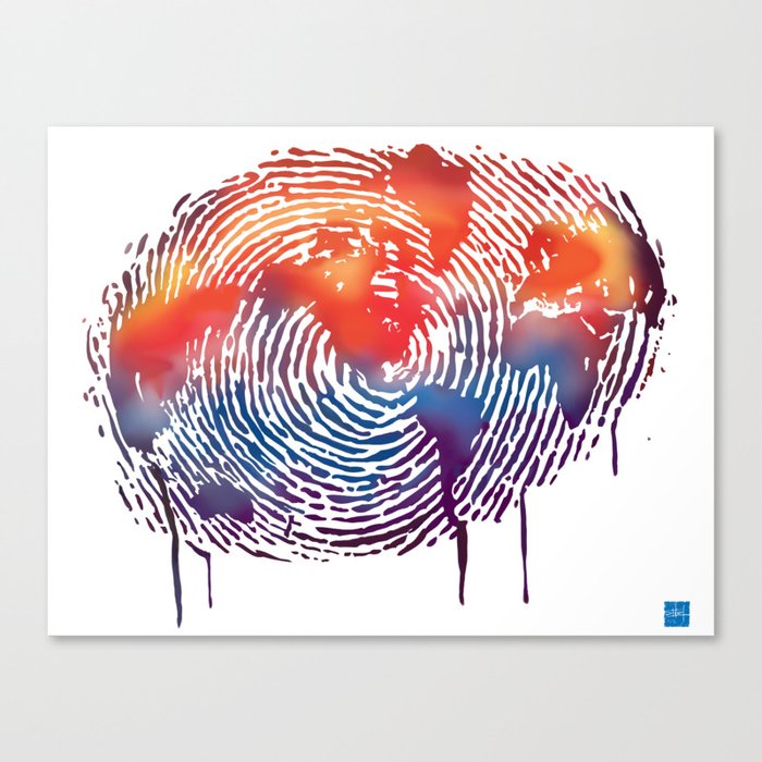 global map finger print Canvas Print