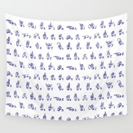 ASL Alphabet // Blue Wall Tapestry