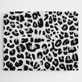 Abstract black white gray jaguar animal print Jigsaw Puzzle