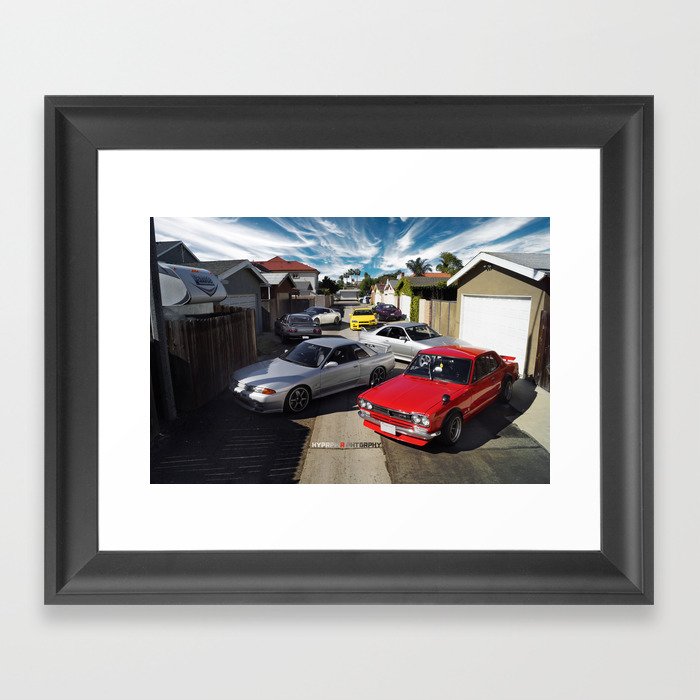 Heritage Ft Nissan Hakosuka Skyline R32 R33 R34 R35 Gt R Framed Art Print By Hyprpwrphtgrphy Society6