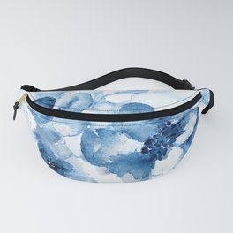 Blue Watercolor Painting Flowers Fanny Pack