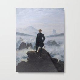 Wanderer Above the Sea of Fog Metal Print | Painting, Foggy, People, Vintage, Sea, Pose, Windswept, Nature, Wanderer, Mist 