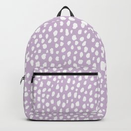 Handmade polka dot brush spots (white/lavender) Backpack