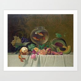 Still Life with fruit and fish bowl Art Print