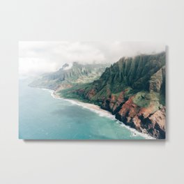 View over Na Pali Coast  - Kauai, Hawaii (USA) | Nature Travel Photography Metal Print | Photo, Coast, Napali, Kauai, Mountains, Color, Beach, Wanderlust, Digital, Travel 