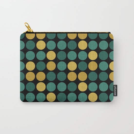 Yellow green polka dots on a black background . Carry-All Pouch