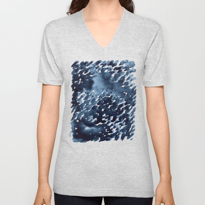 Watercolor dark abstract drops V Neck T Shirt