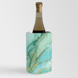 Magic Bloom Flowing Teal Blue Gold Wine Chiller