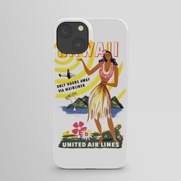 1950 HAWAII Hula Dancer United Airlines Travel Poster iPhone Case
