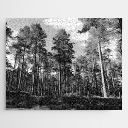 Scottish Highlands Summer Tree Scape in Black and White Jigsaw Puzzle