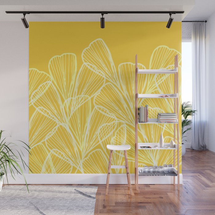 Golden Yellow Abstract Garden Wall Mural