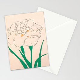 White Iris Flower Japanese Vintage Woodblock Print Stationery Card