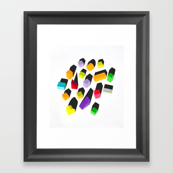 Colorful Children's Toy Blocks with Shadows Framed Art Print