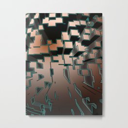 Neon Extrusion I - Cyberpunk Abstract Design Metal Print | Graphicdesign, Abstract, Retro Future, Photoshop, Isometric, Digital, Geometric, Extruded, Pattern, Neon 
