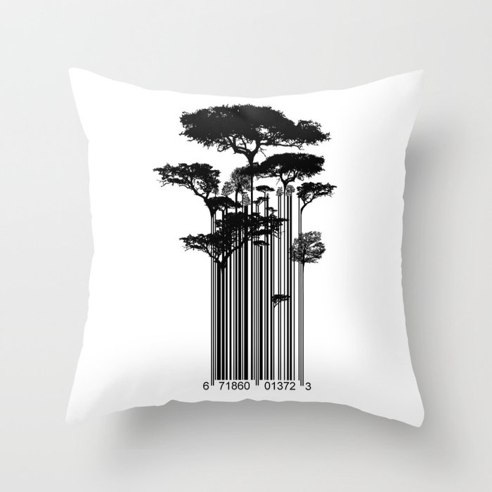Barcode Trees illustration  Throw Pillow