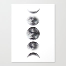 Moon phases watercolor painting Canvas Print