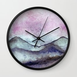 Purple Tone Landscape In Watercolor Wall Clock