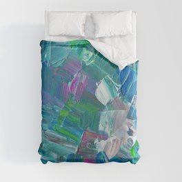 Abstract Blue Teal Brushstrokes Painting Duvet Cover