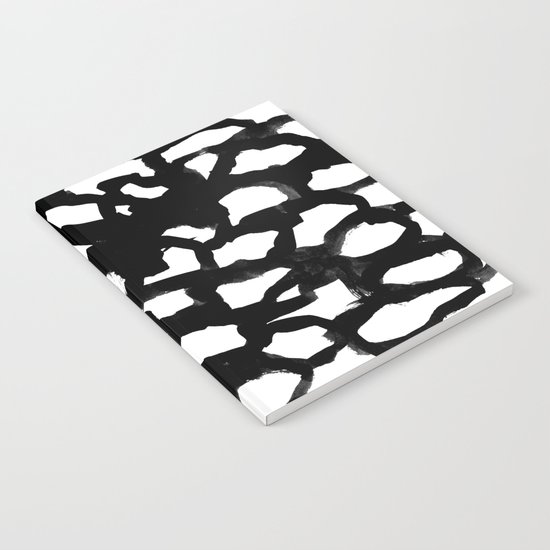 Rosanthe - modern minimal black and white painting brushstrokes free spirit boho urban city pattern Notebook