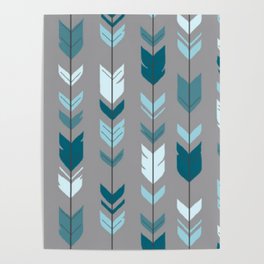 Feathered Blue Arrows Poster