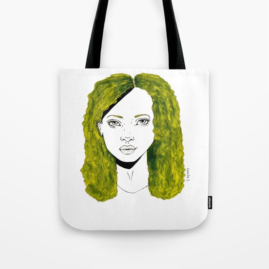 GIRL WITH CURLY KAKI HAIR Tote Bag