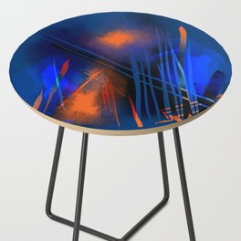 Abstract Blue and Orange Side Table