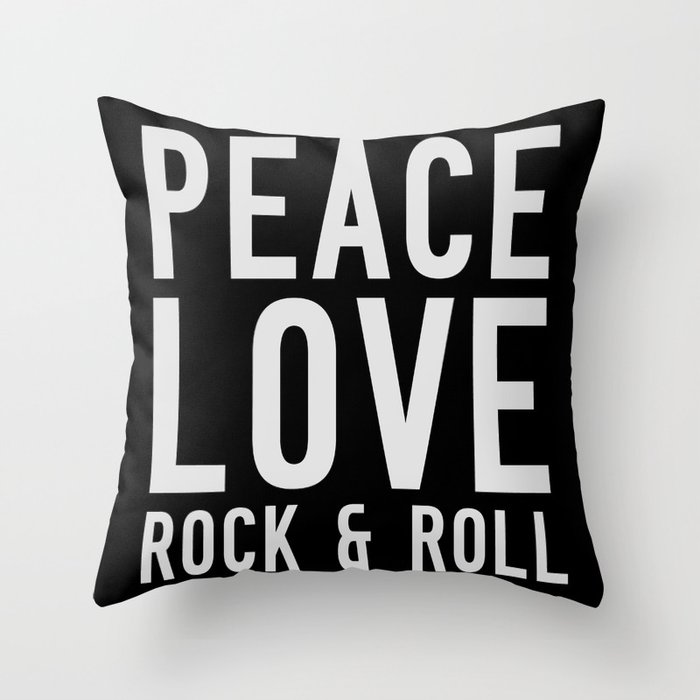 Peace Love Rock & Roll Throw Pillow