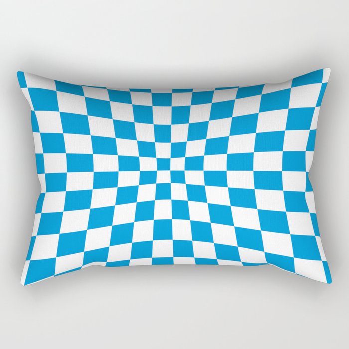 Blue Op Art Check or Checked Background. Rectangular Pillow