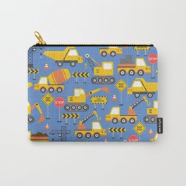 Construction Vehicles Blue Pattern Carry-All Pouch