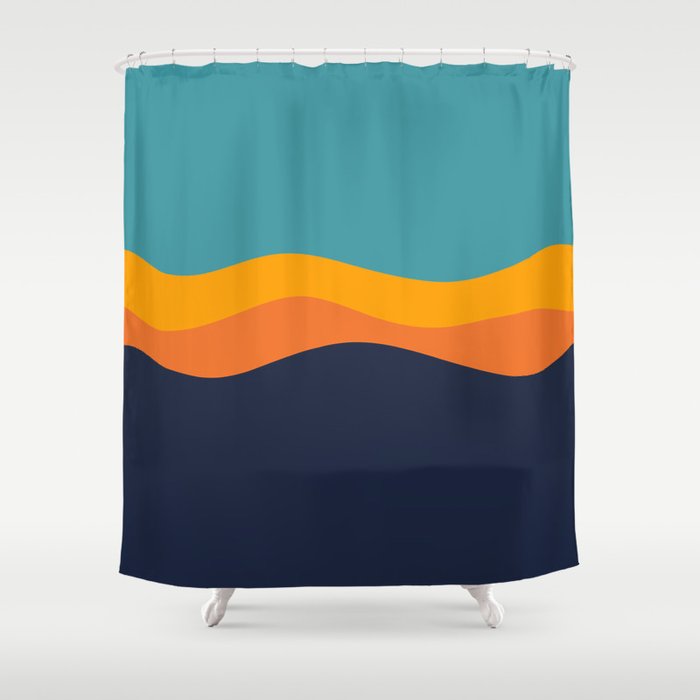 Minimalistic Wave Colorful Art Pattern Design Shower Curtain