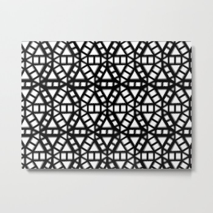 Black and White Pinwheel Pattern Illustration - Digital Geometric Artwork Metal Print