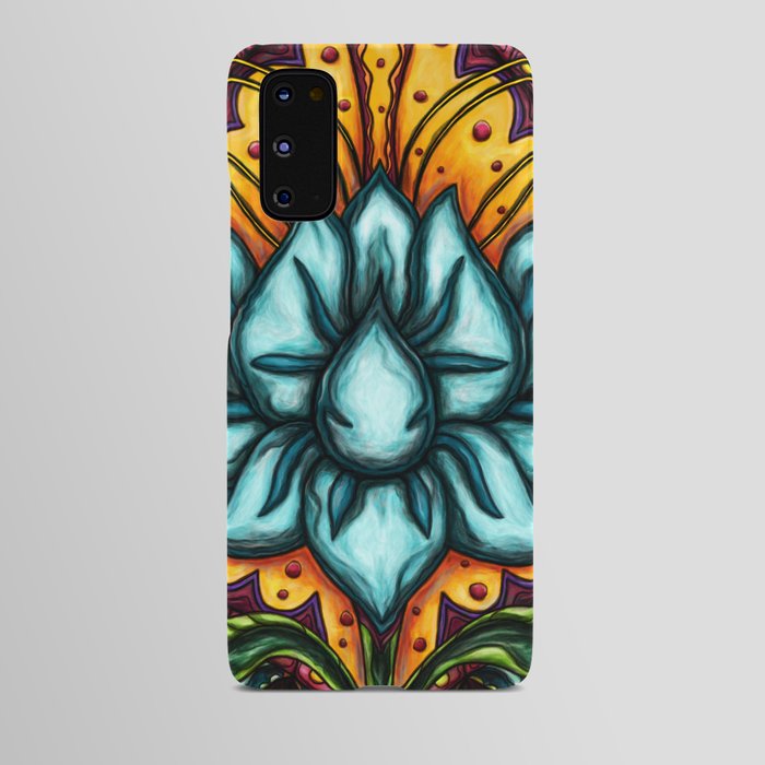 Spiritual blue lotus flower painting, throat chakra art Android Case