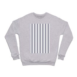 Navy Blue and White Vertical Vintage American Country Cabin Ticking Stripe Crewneck Sweatshirt