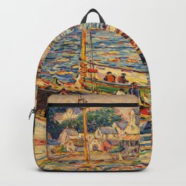 Colorful Provincetown, Cape Cod, Massachusetts seaside nautical sailing landscape by Reynolds Beal Backpack