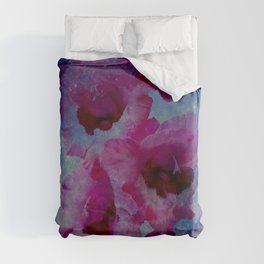 Innuendo Space Gladiola aesthetic blue galaxy flower  Duvet Cover