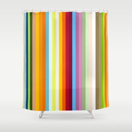 Multicolored Retro Stripes Mngwa Shower Curtain