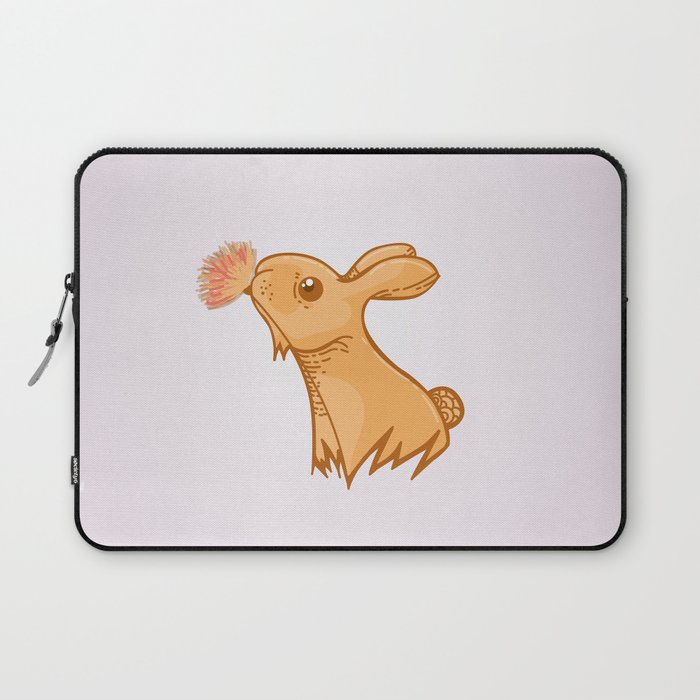 Bunny smelling a flower Laptop Sleeve