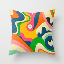 Colorful Mid Century Abstract  Throw Pillow