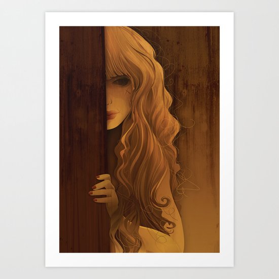 Girl Behind The Door Art Print