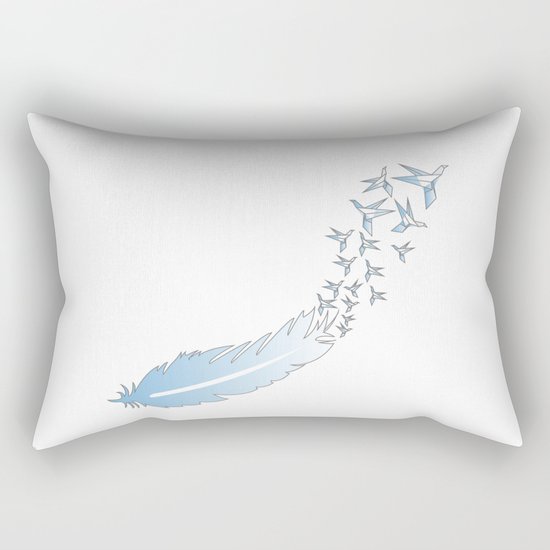 Origami Feather Birds Rectangular Pillow