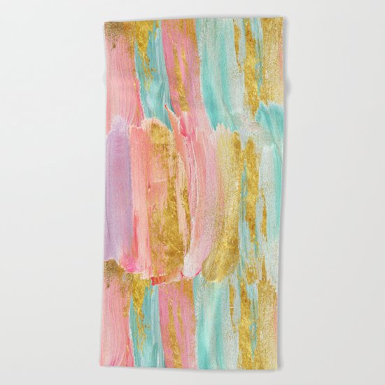 Gilded pastels Beach Towel
