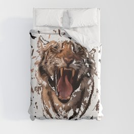 "Tiger's Roar: Stunning Illustration of The Tiger Duvet Cover