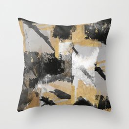 Gold leaf black, geometrical abstract Throw Pillow