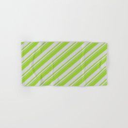 [ Thumbnail: Green & Light Grey Colored Lined Pattern Hand & Bath Towel ]