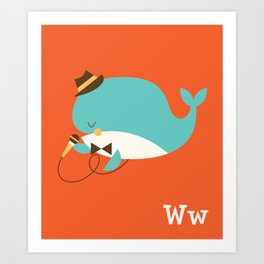 Animal Alphabet - Whale (With Letters) Art Print