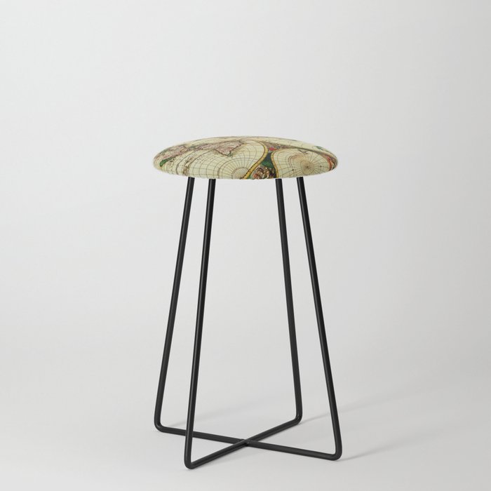 Ancient World Map 1689 Counter Stool